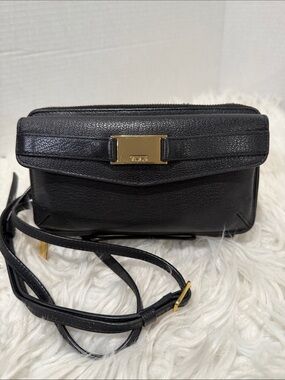 TUMI Crossbody with Gold tone Logo Accent Plate
